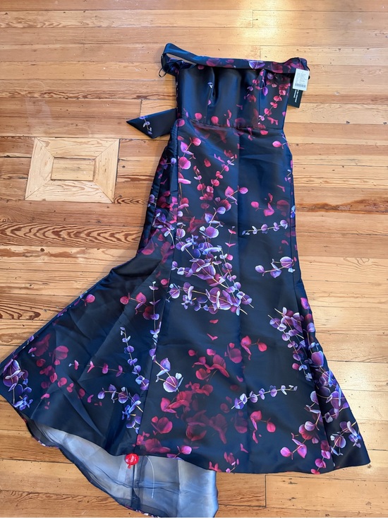 Amsale Dresses & Skirts - Amsale Printed Mikado Off-The-Shoulder Mermaid Gown New 12 Navy Fuschia Dress